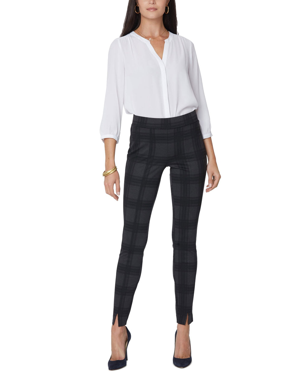Leggings de talle pequeño con control de abdomen y estampado a cuadros de Nydj