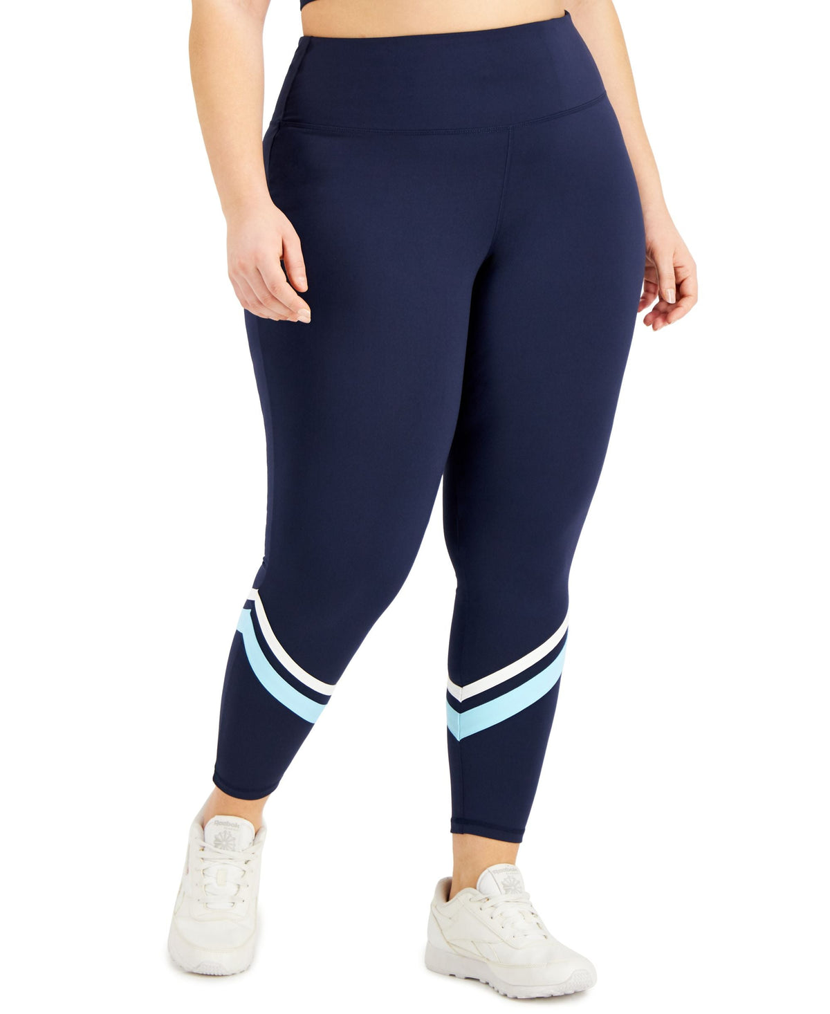 Legging 7/8 rayé à poches latérales grande taille ID Ideology