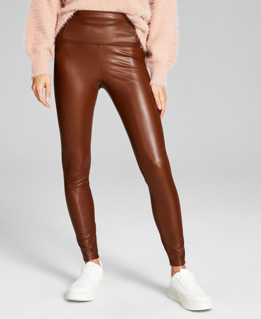 Legging taille haute à enfiler en similicuir pour femme