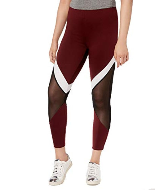 Leggings à bandes contrastantes et empiècements en maille pour juniors