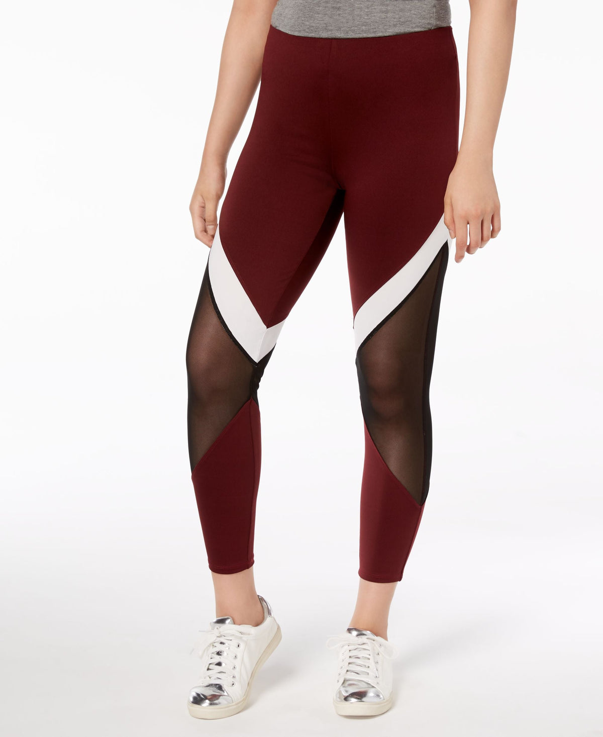 Leggings à bandes contrastantes et empiècements en maille pour juniors