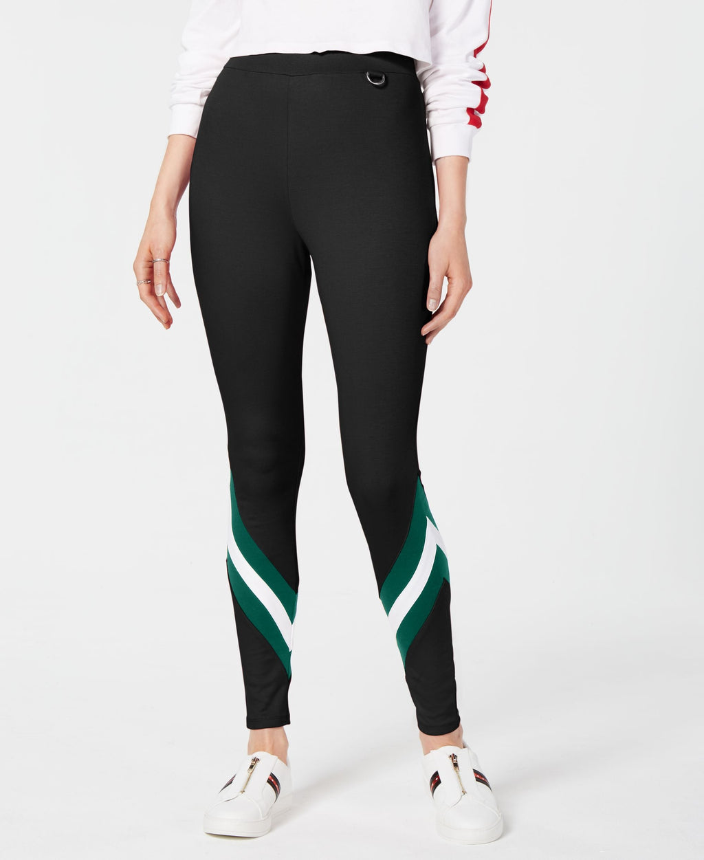 Legging rayé à détails métalliques