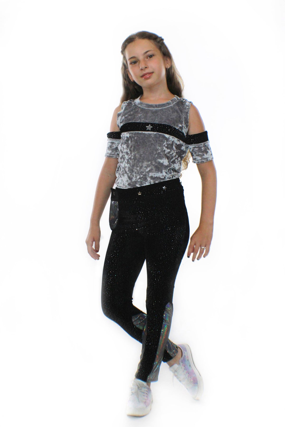 Pantalon Ori, avec Pocketwist™. Velours extensible scintillant au design épuré.
