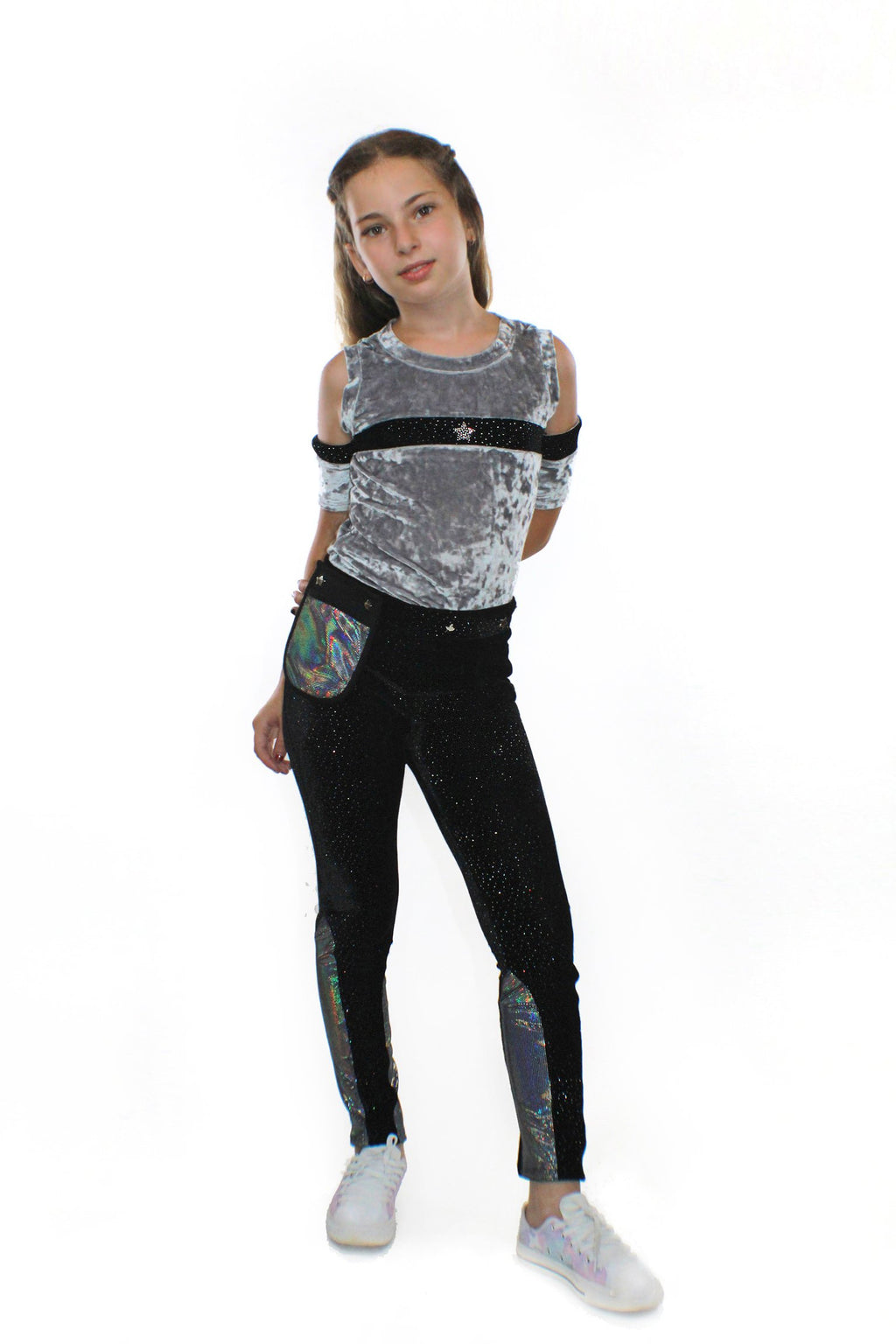 Pantalones Ori, con Pocketwist™. Terciopelo elástico brillante con diseño elegante.