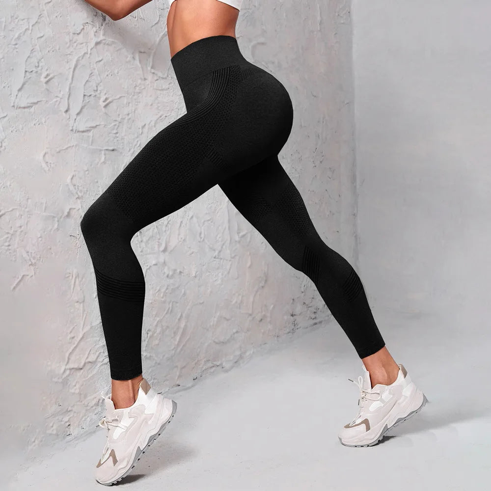 Pantalon de sport pour femme en tricot, gainant et sans coutures, pour le yoga