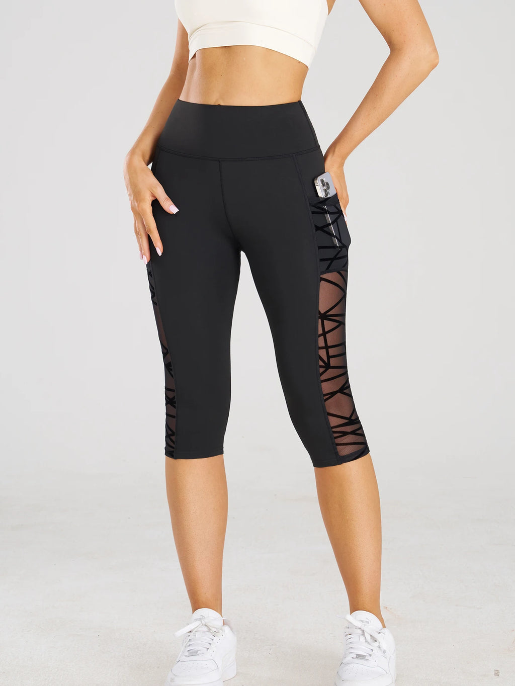 Leggings deportivos de yoga con cintura alta, bolsillos y diseño casual para fitness
