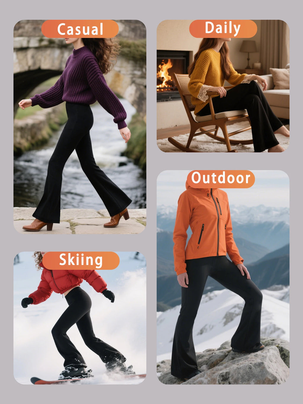 High Waisted Fleece Flare Leggings for Women - Super Soft Bootcut