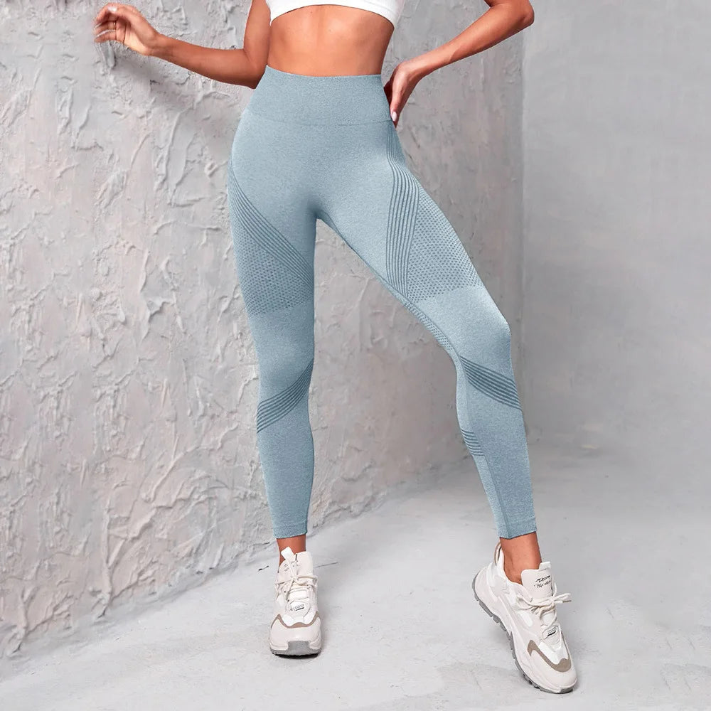 Pantalon de sport pour femme en tricot, gainant et sans coutures, pour le yoga
