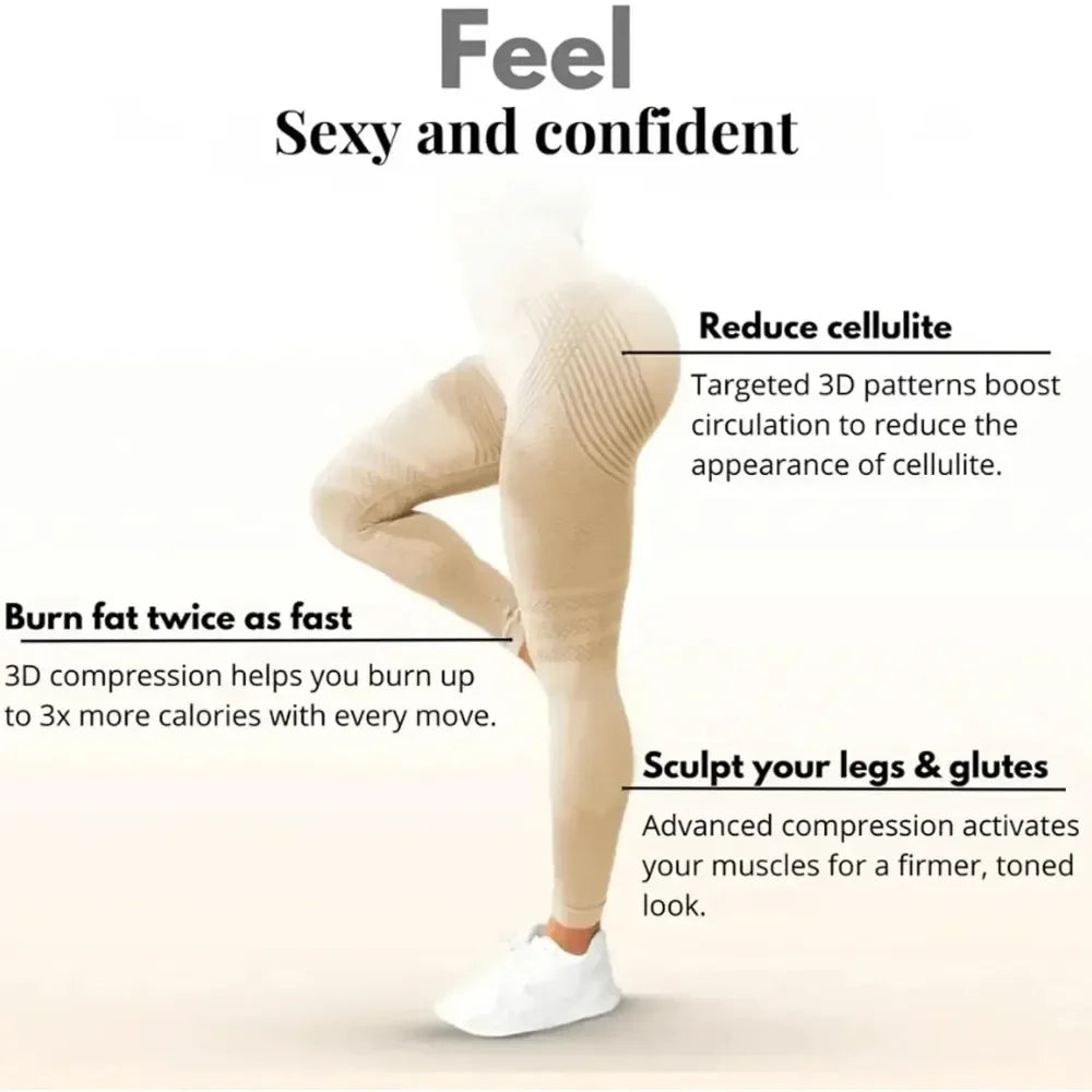 Women's Cellulite 3D Leggings, High Waisted Butt Lifting Tummy