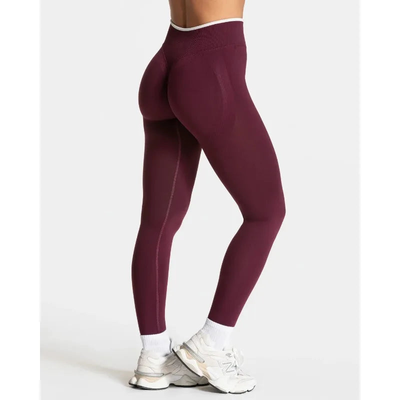 Nouveau Legging de Yoga Couleur Bloc pour Femme Collant Tricoté Sans Couture Taille Haute