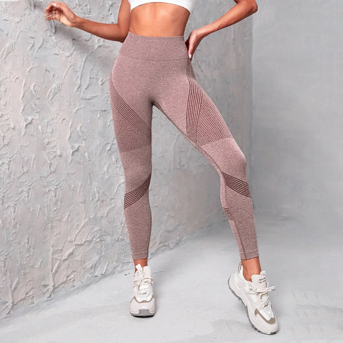 Knitted yoga wear, seamless hip-lifting sports pants, women's