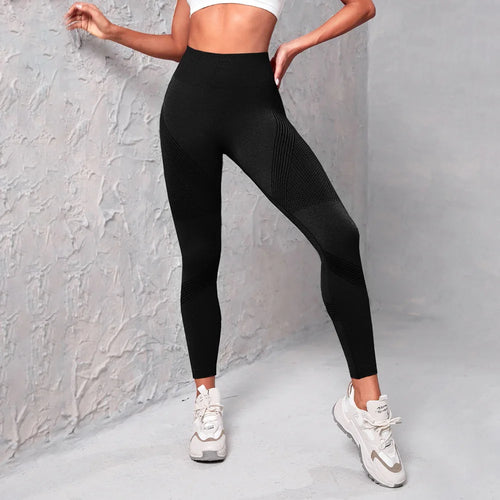 Knitted yoga wear, seamless hip-lifting sports pants, women's