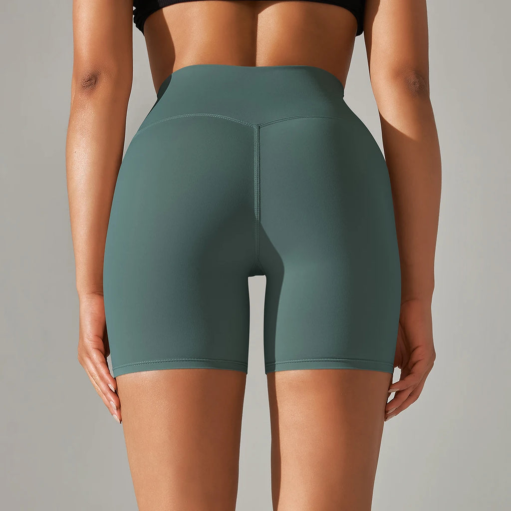 Pantalones cortos de yoga sin costuras para mujer, pantalones cortos de fitness para correr y ciclismo