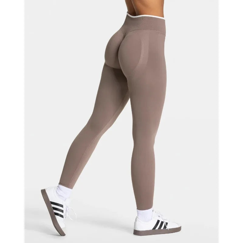 Nouveau Legging de Yoga Couleur Bloc pour Femme Collant Tricoté Sans Couture Taille Haute