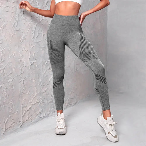 Knitted yoga wear, seamless hip-lifting sports pants, women's