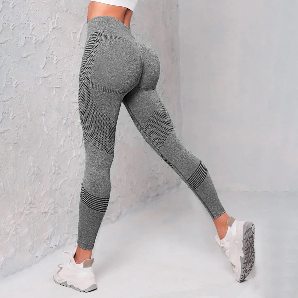 Knitted yoga wear, seamless hip-lifting sports pants, women's