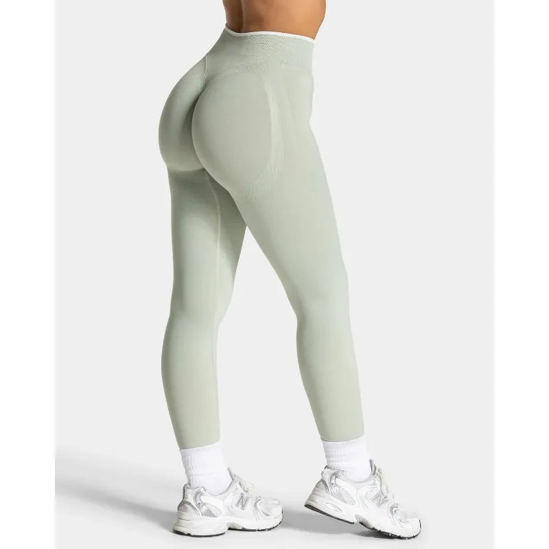 Nouveau Legging de Yoga Couleur Bloc pour Femme Collant Tricoté Sans Couture Taille Haute