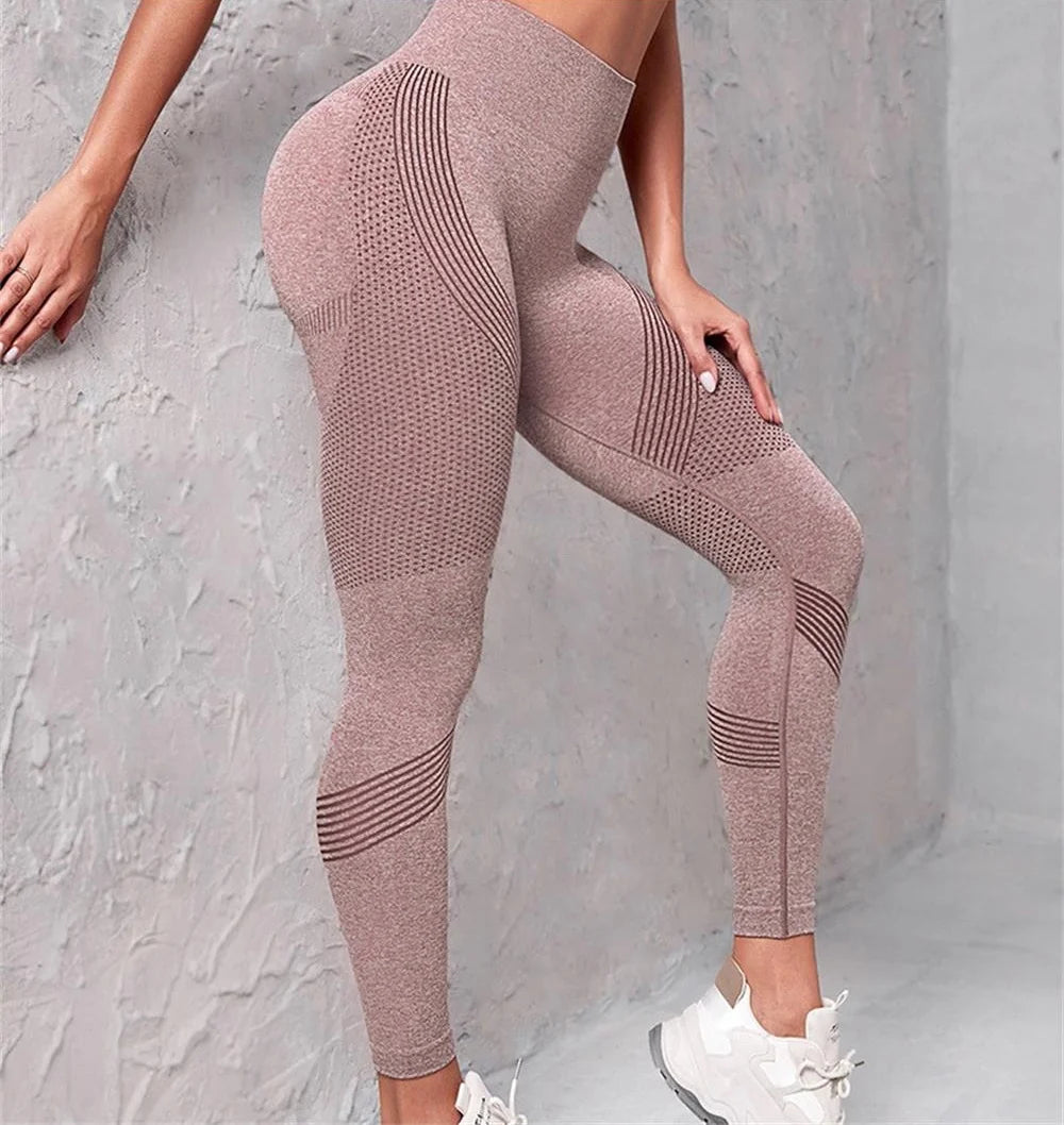 Knitted yoga wear, seamless hip-lifting sports pants, women's