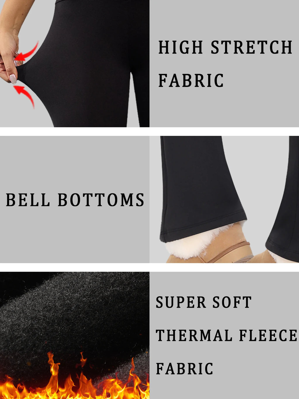 High Waisted Fleece Flare Leggings for Women - Super Soft Bootcut