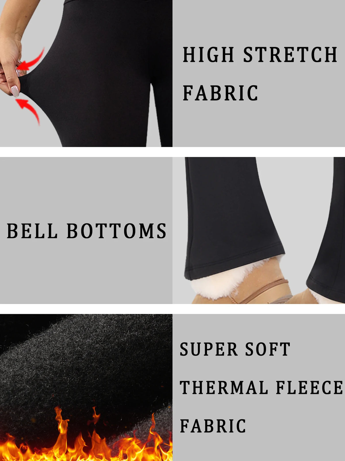 High Waisted Fleece Flare Leggings for Women - Super Soft Bootcut