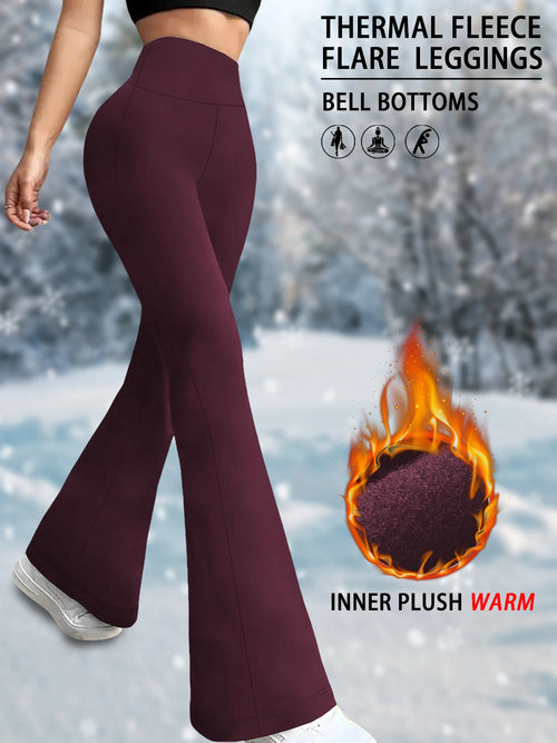 High Waisted Fleece Flare Leggings for Women - Super Soft Bootcut