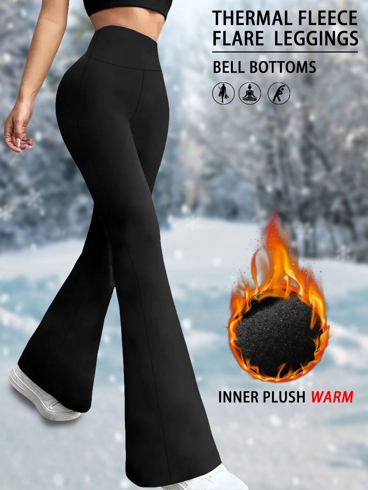 High Waisted Fleece Flare Leggings for Women - Super Soft Bootcut