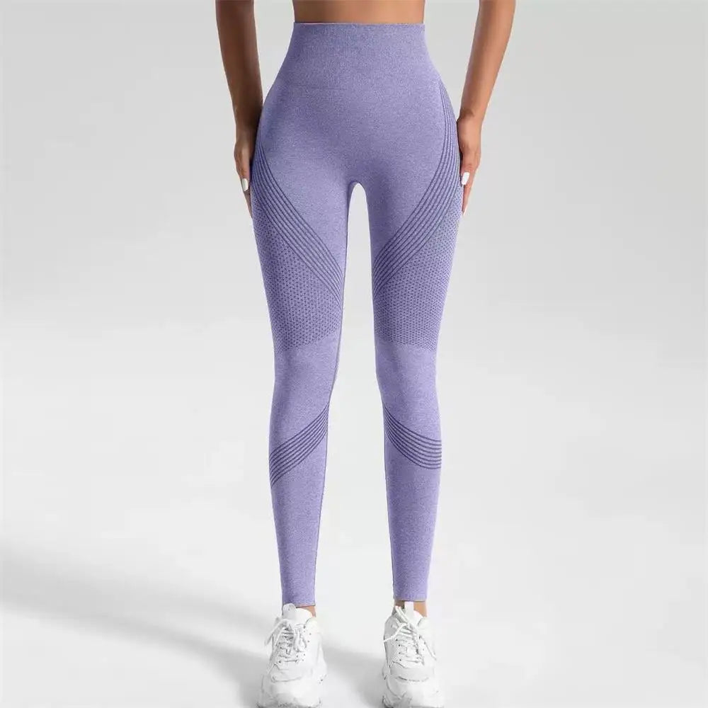 Pantalon de sport pour femme en tricot, gainant et sans coutures, pour le yoga