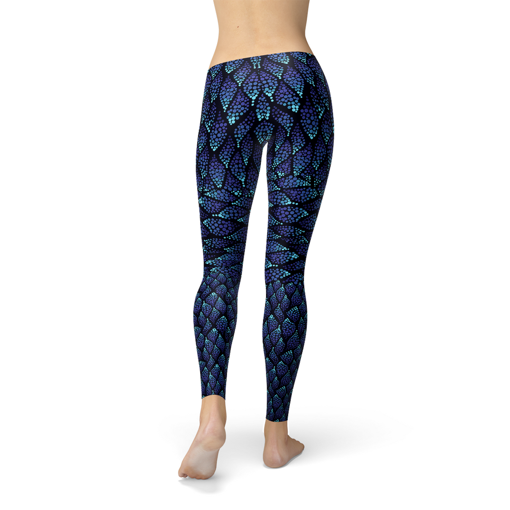 Legging bleu à écailles de sirène pour femme