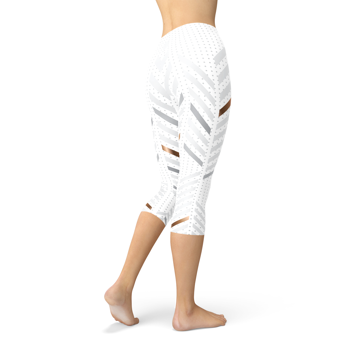 Legging Capri à Rayures Blanches pour Femmes