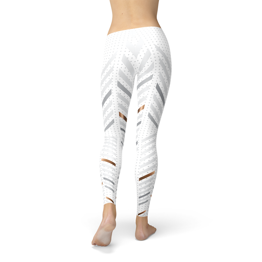 Legging blanc à rayures pour femme