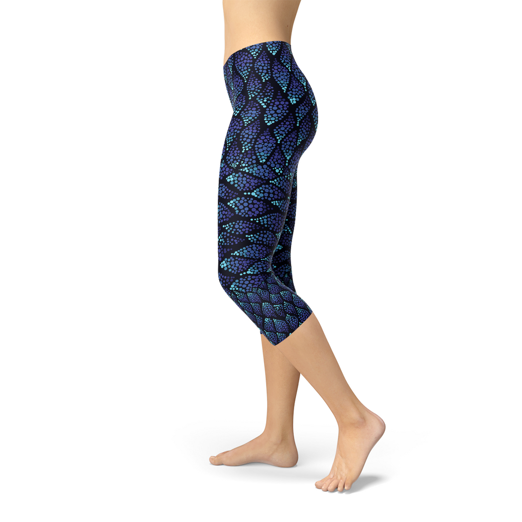 Leggings capri de sirena azules para mujer