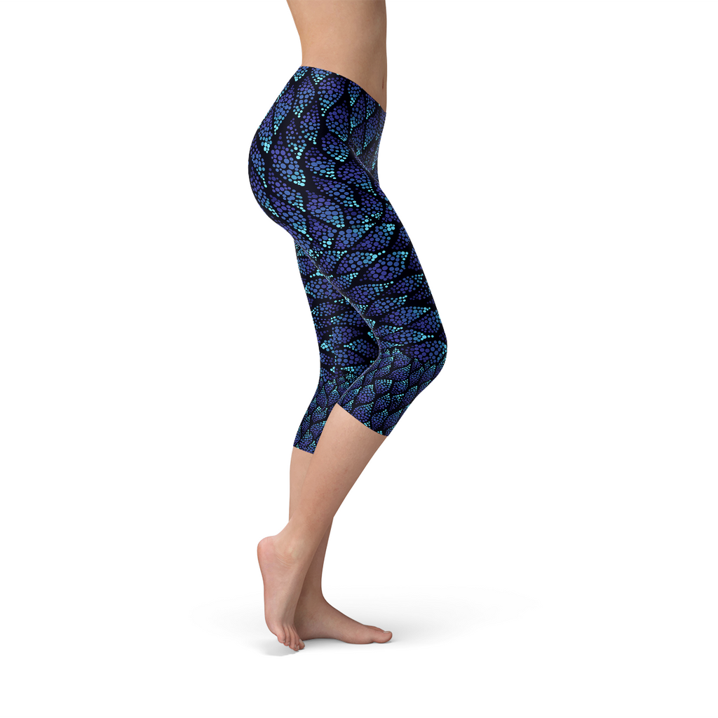 Leggings capri de sirena azules para mujer