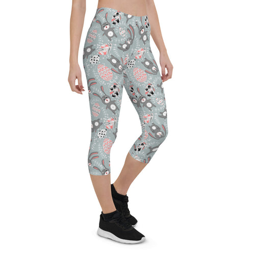 Leggings capri de conejito de Pascua para mujer