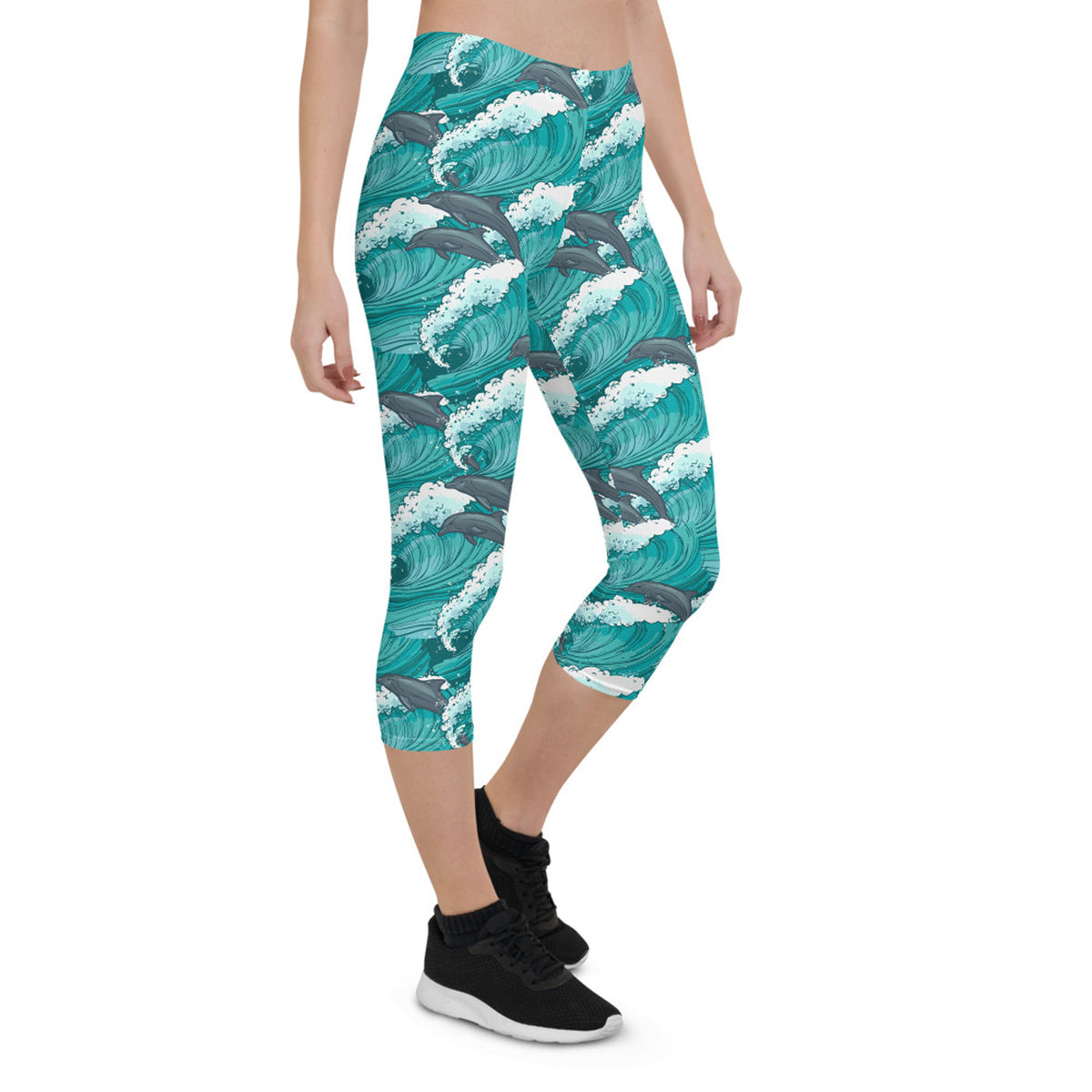 Legging Capri Femme Dauphin et Vagues