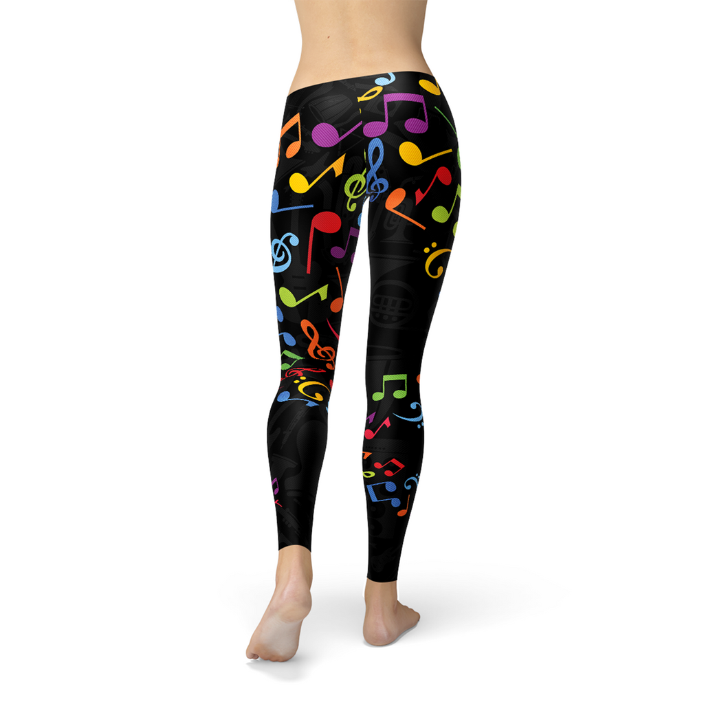 Legging coloré pour femme à motifs de notes de musique