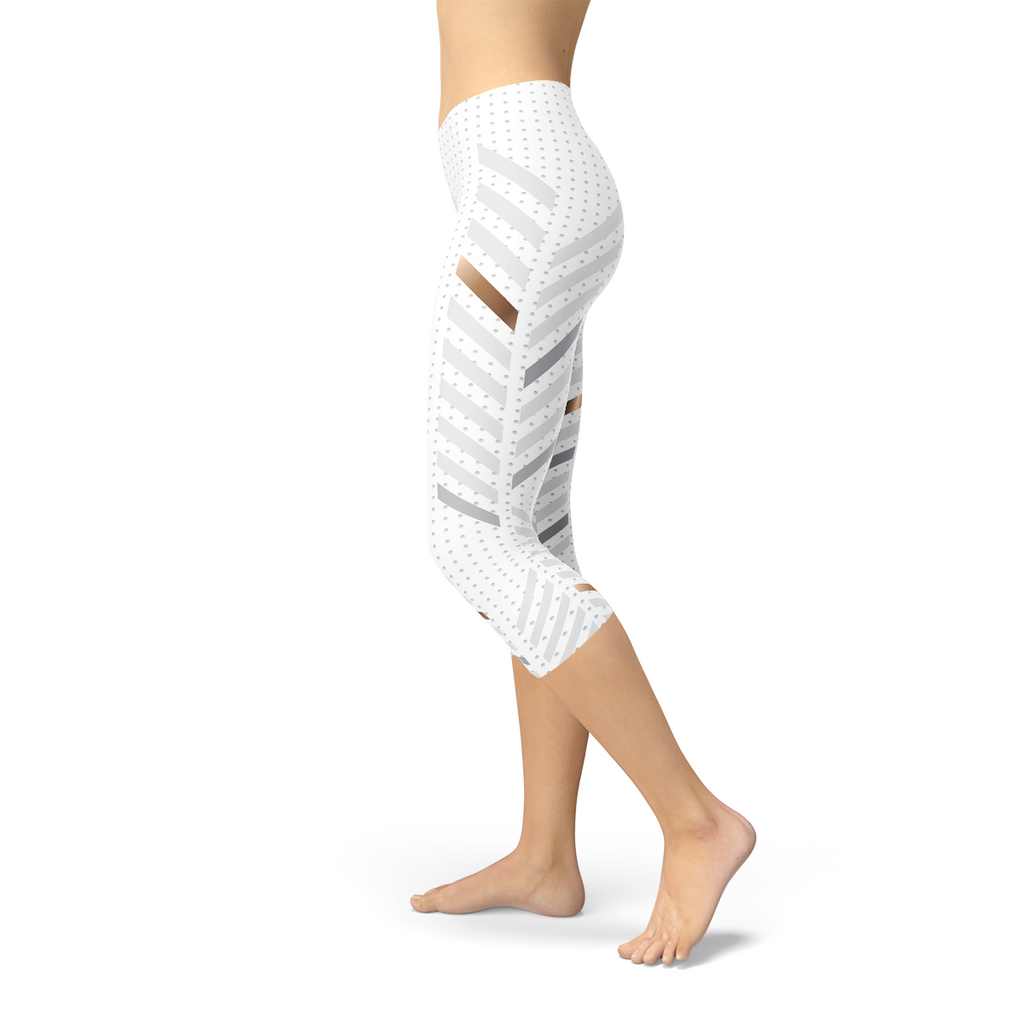Legging Capri à Rayures Blanches pour Femmes