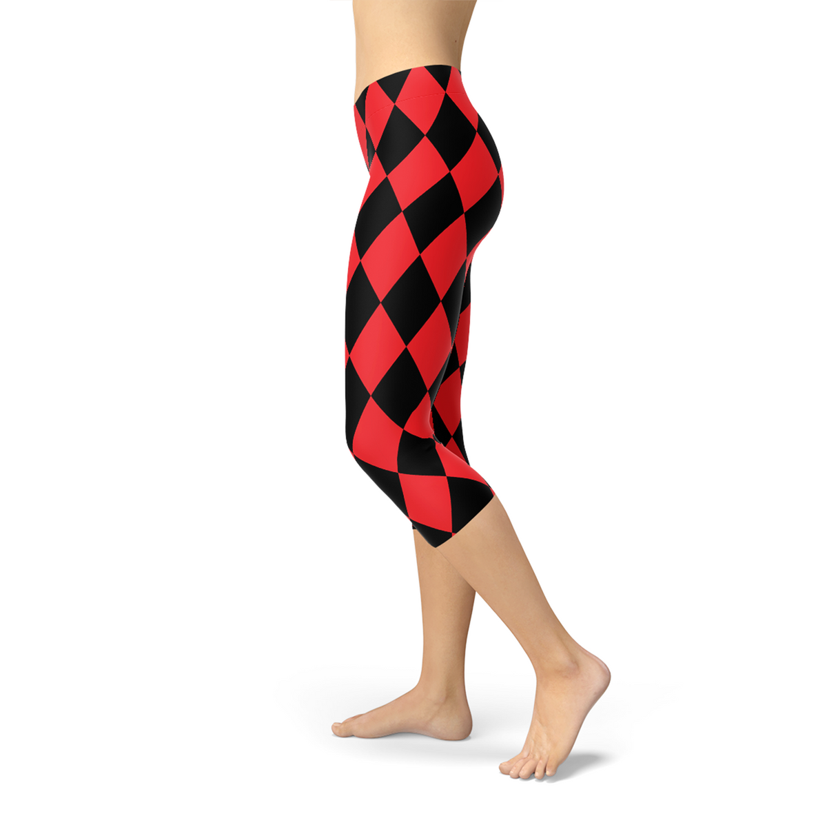 Legging Capri de bouffon rouge et noir pour femme