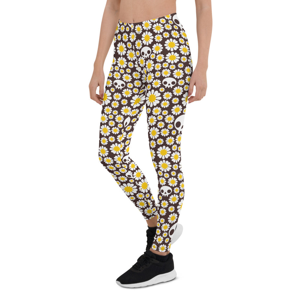 Leggings de margaritas y calaveras para mujer