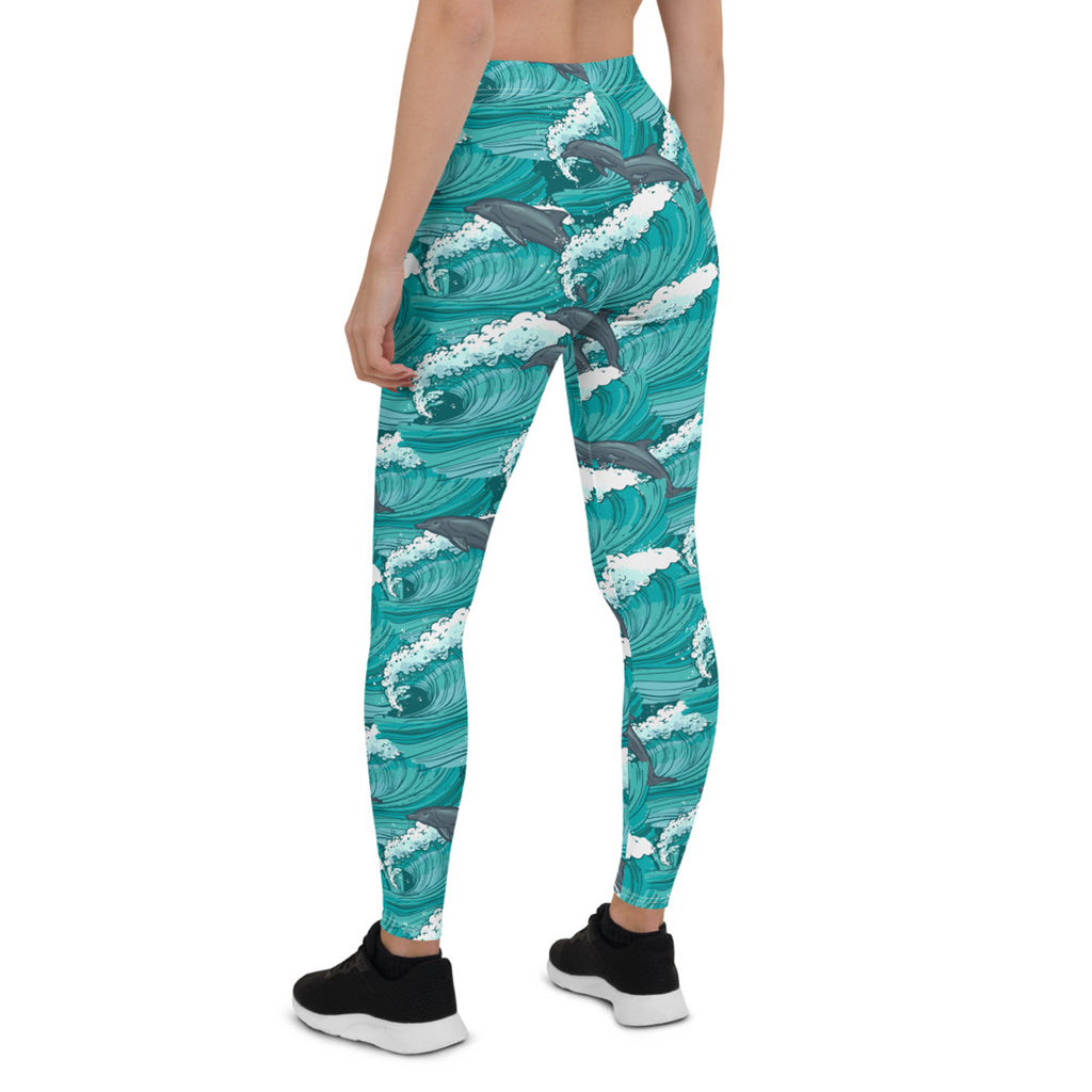 Legging Femme Dauphin et Vagues