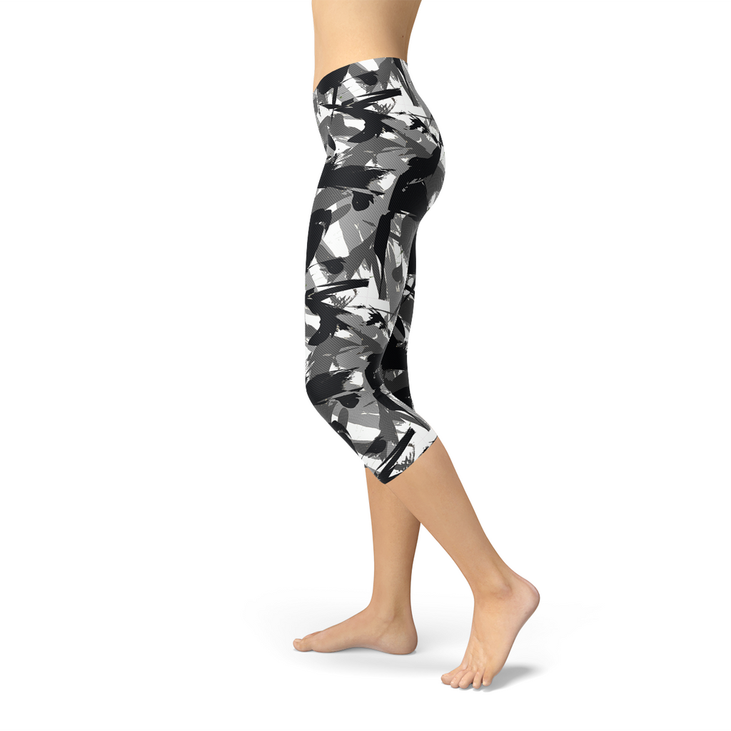 Leggings capri de camuflaje urbano para mujer