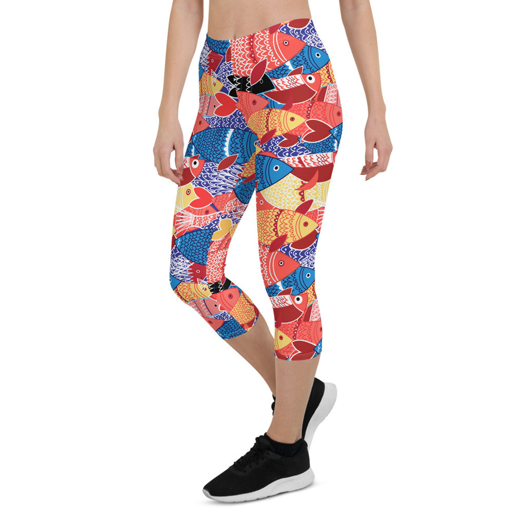 Leggings Capri de peces coloridos para mujer