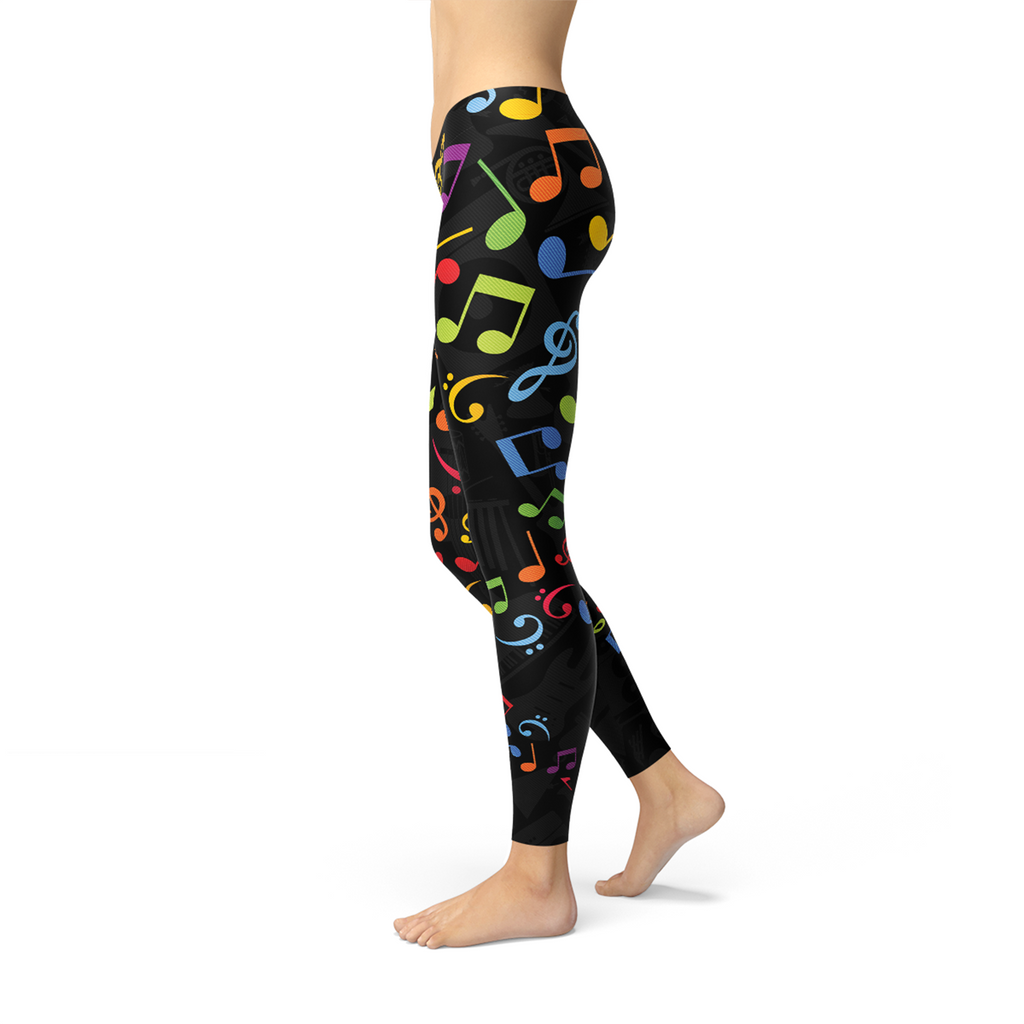 Legging coloré pour femme à motifs de notes de musique
