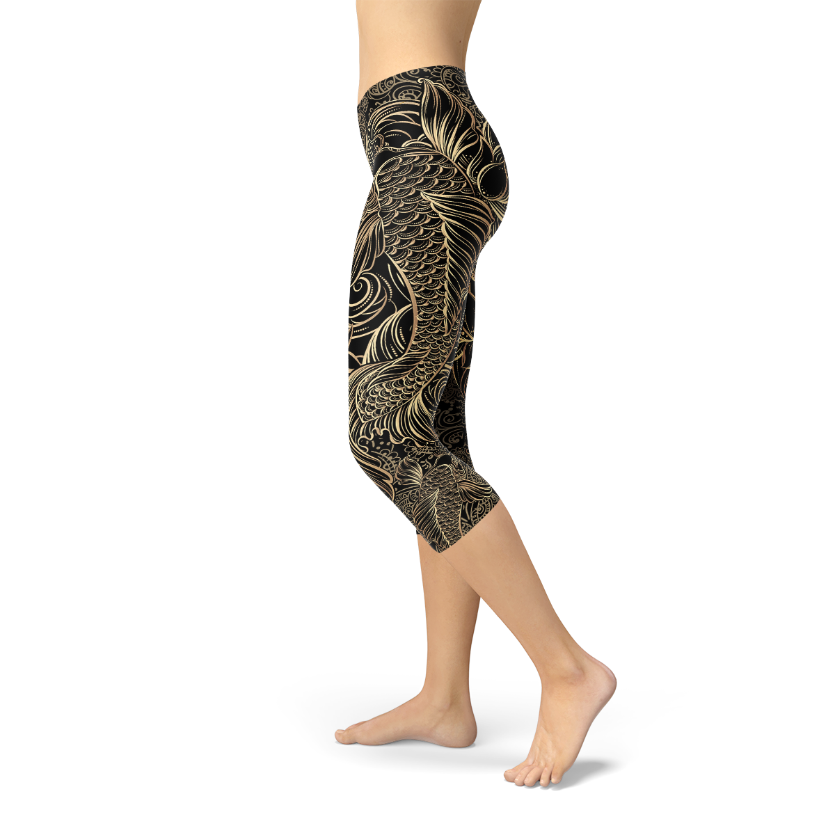Legging Capri Noir Femme Carpe Koï