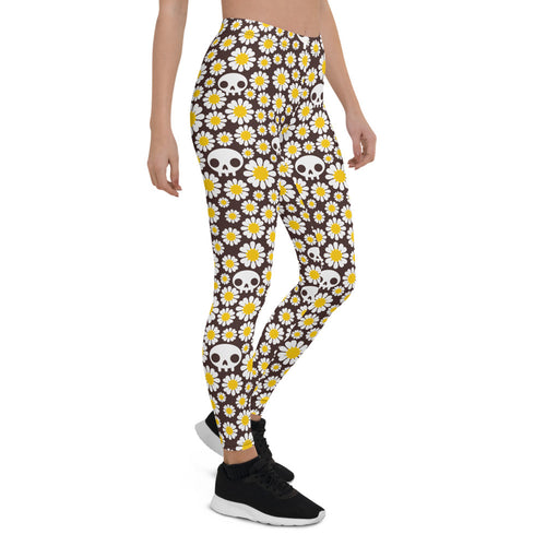 Leggings de margaritas y calaveras para mujer