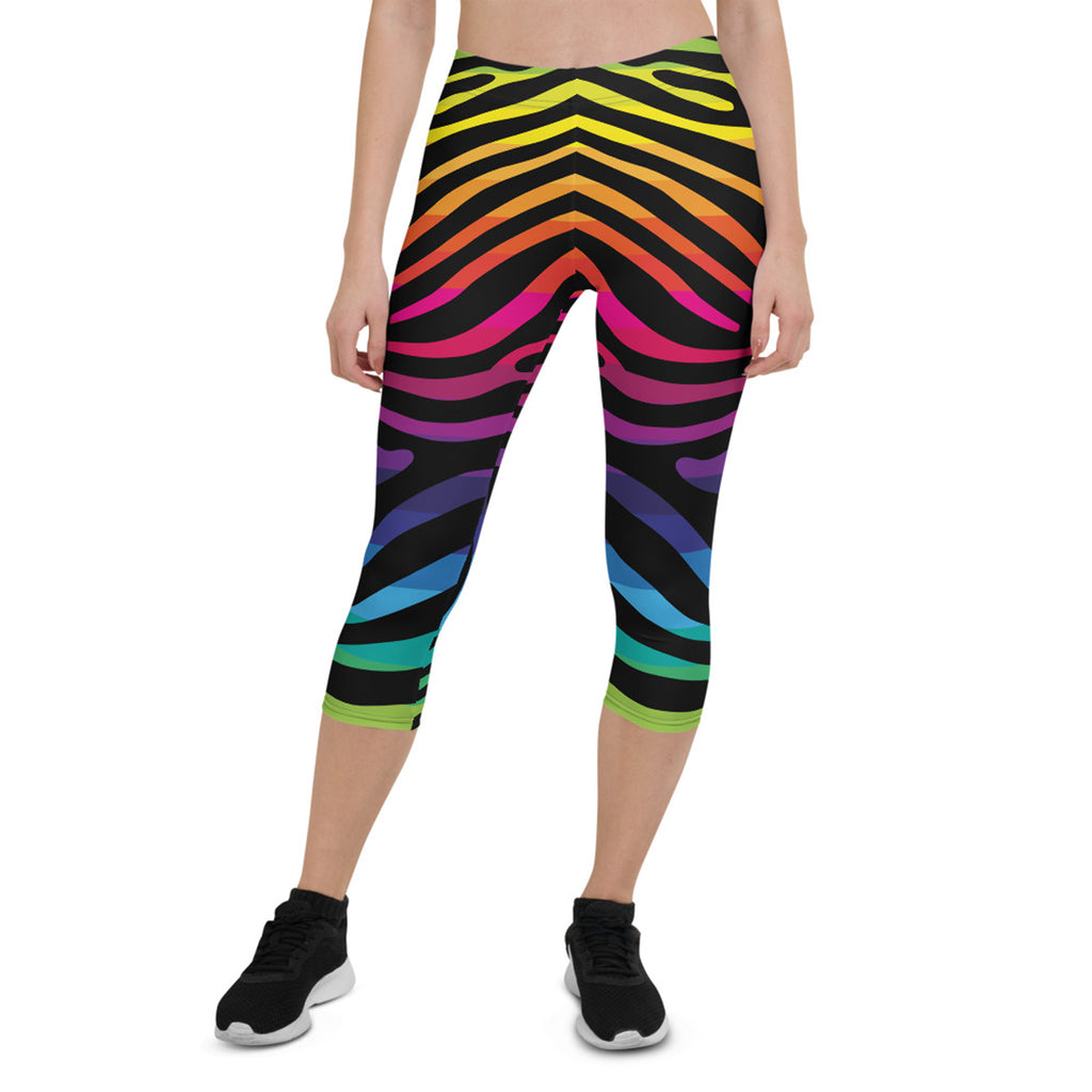 Legging Capri rayures zébrées arc-en-ciel