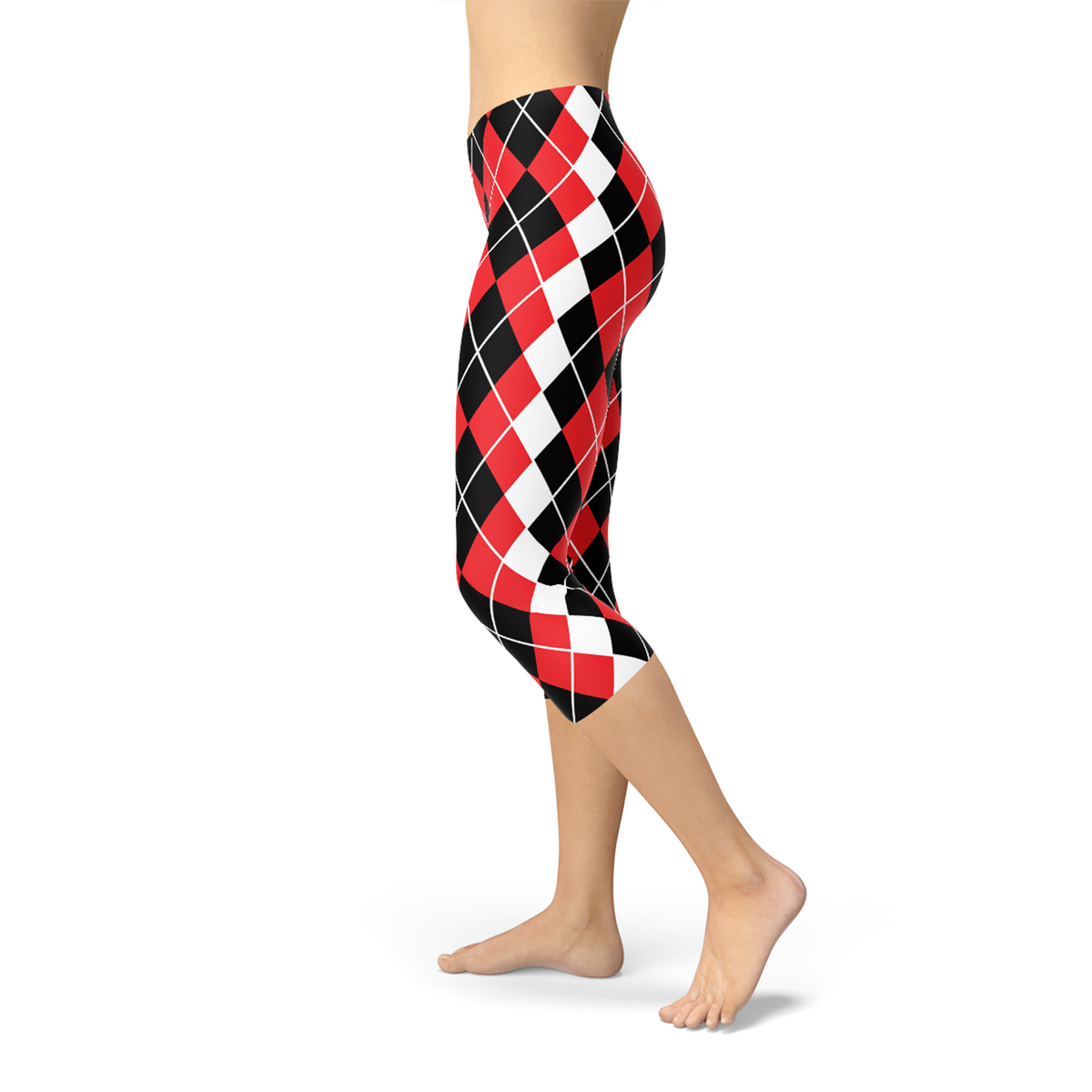Legging Capri Rouge à Losanges pour Femme - Harley Quinn