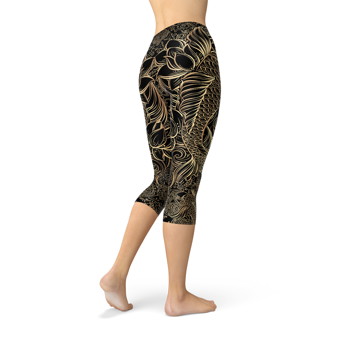 Legging Capri Noir Femme Carpe Koï