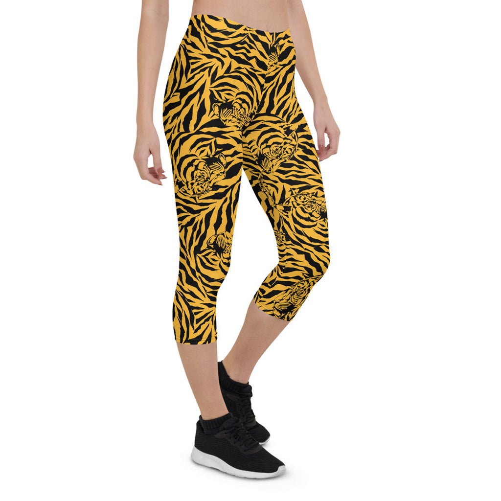 Legging Capri Tigre Jaune pour Femme