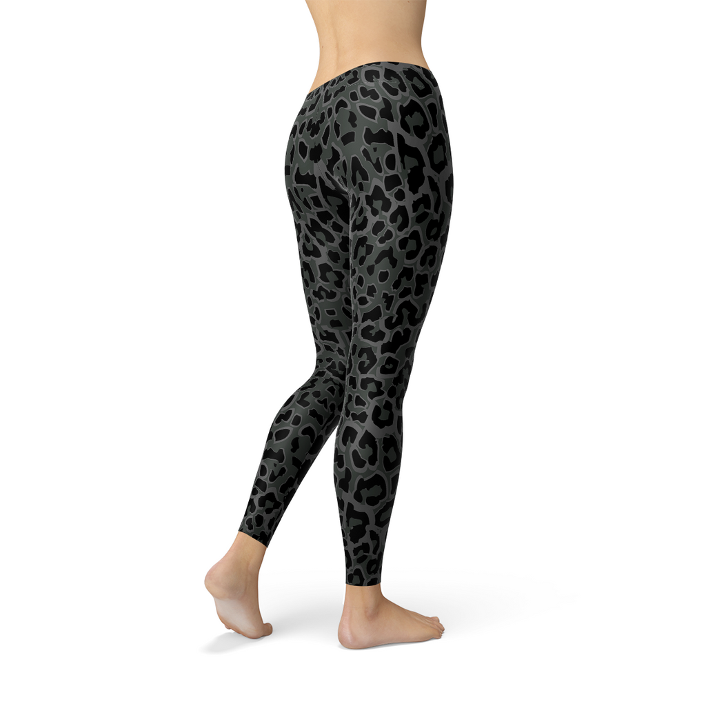 Leggings femme à motifs léopard noirs