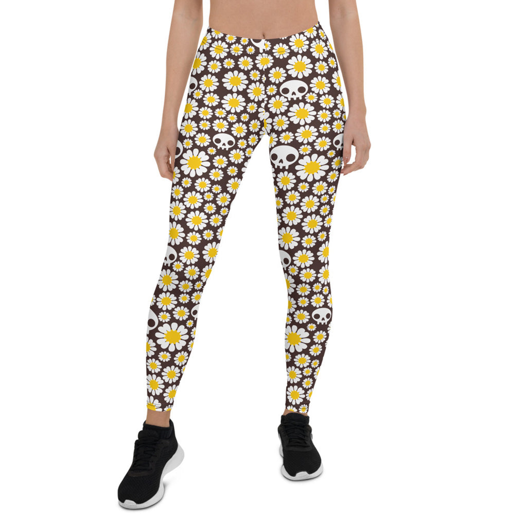 Leggings de margaritas y calaveras para mujer